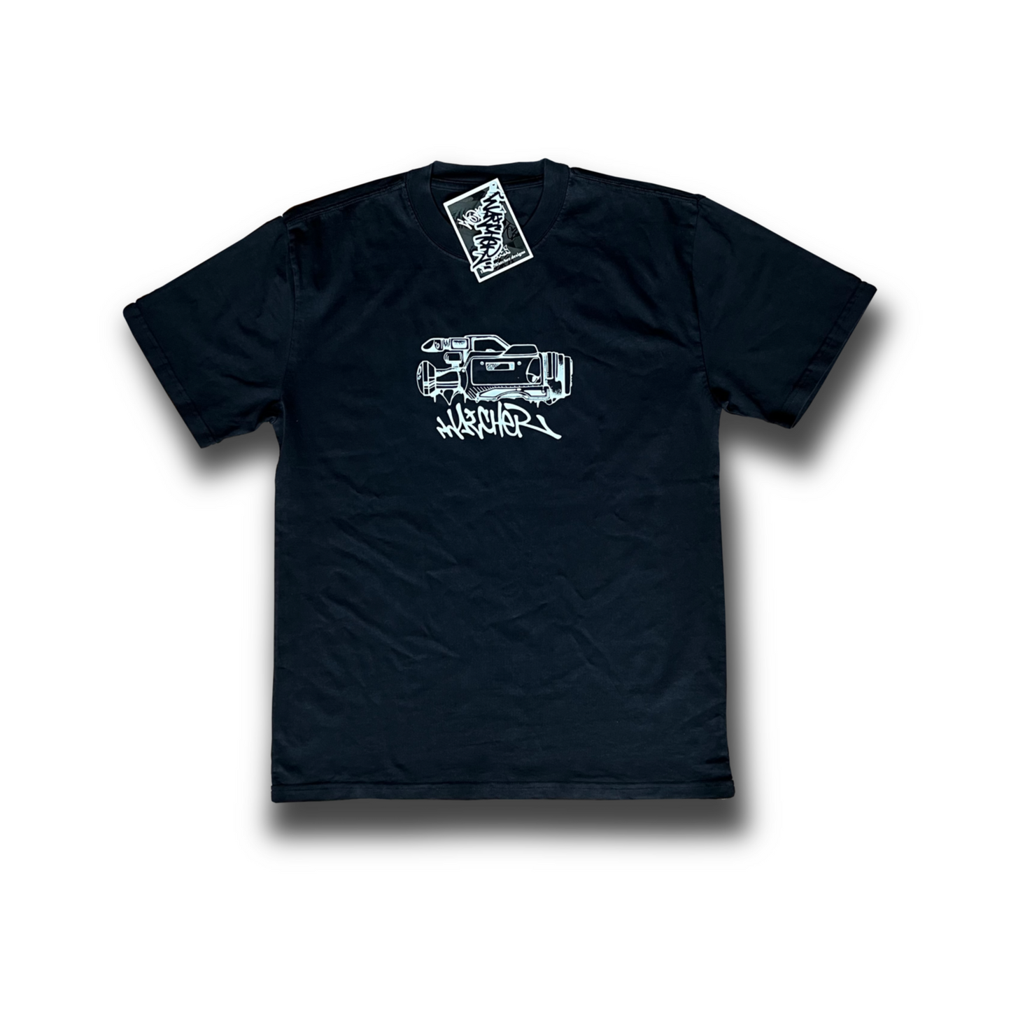 "RETRO CAMCORDER" heavy weight tee faded black