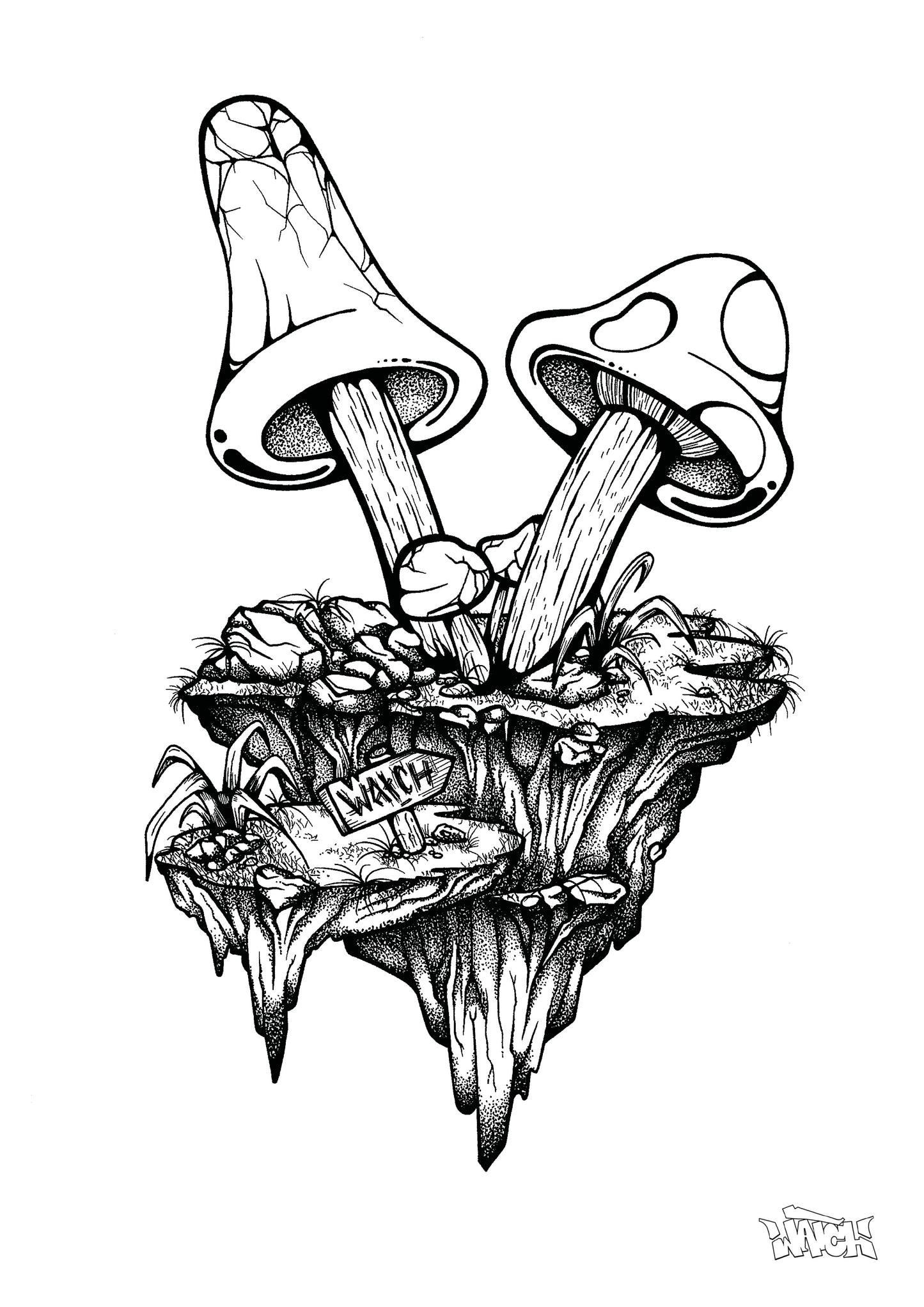 psychedelic island illustration