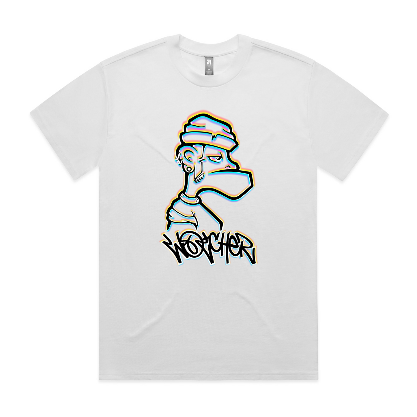 Holographic side profile TEE white