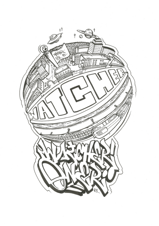 "watcher" globe illustration