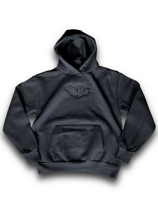 "WA" graffiti throwie hoodie charcoal black
