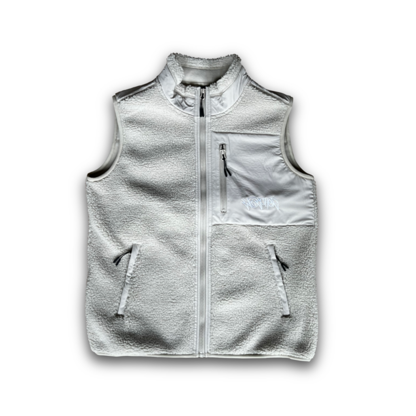 "WATCHER" hand style Sherpa gilet off white