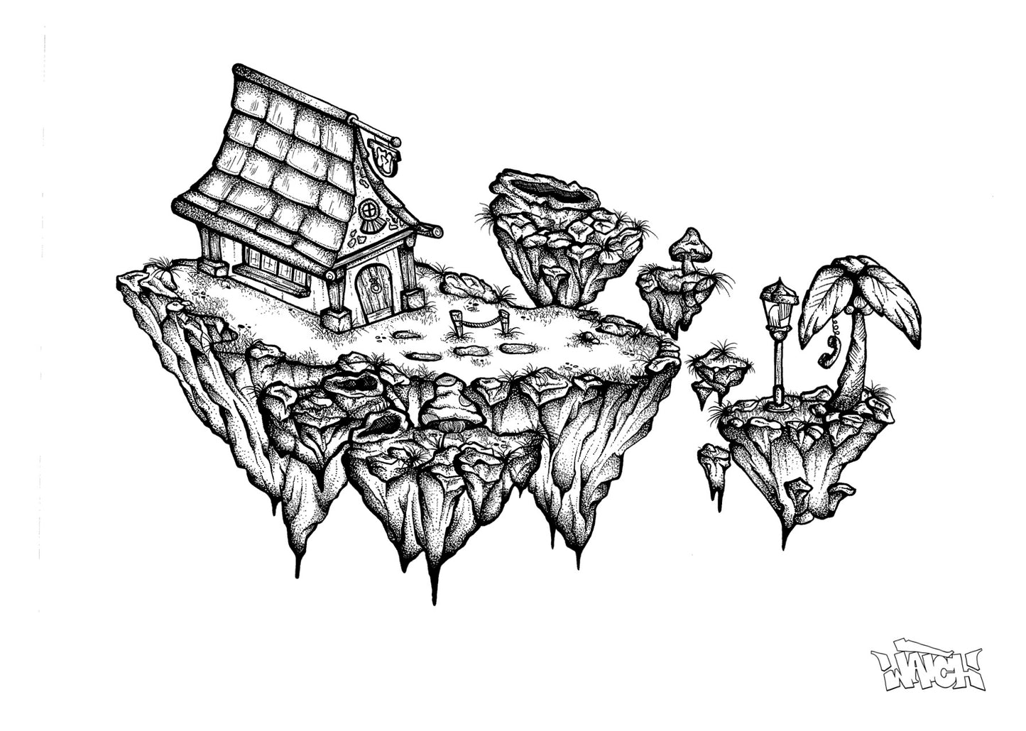 medieval island illustration