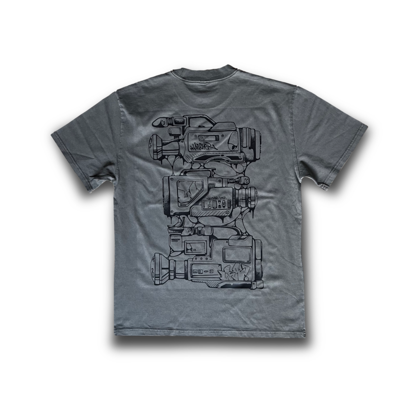 "RETRO CAMCORDER" heavy weight tee faded grey