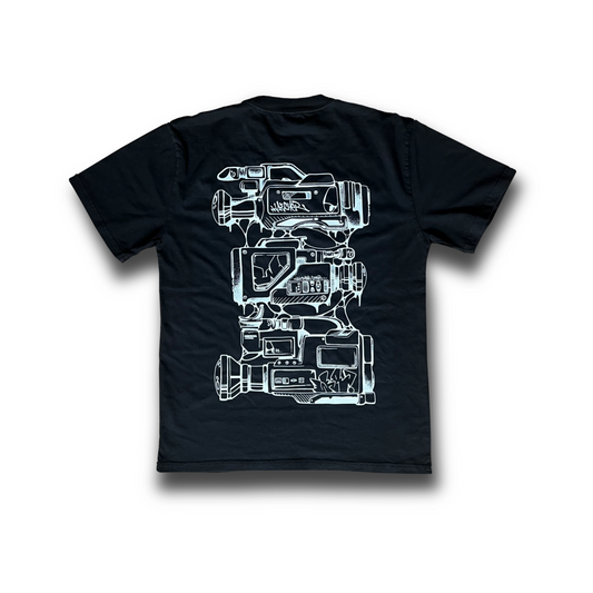 "RETRO CAMCORDER" heavy weight tee faded black