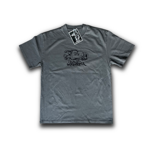 "RETRO CAMCORDER" heavy weight tee faded grey